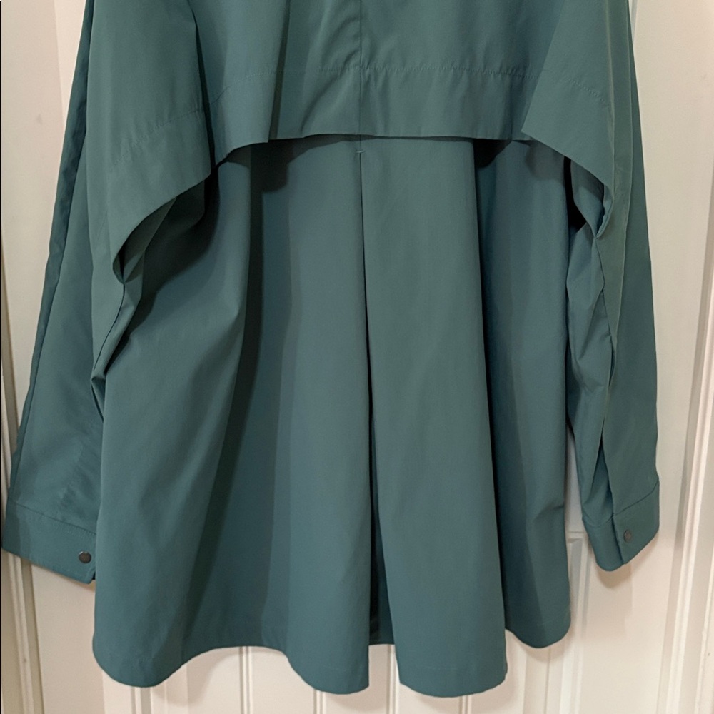 Athleta Advantage Poplin Jacket Deep Ocean Teal Ruffle Collar Swing Size medium - Picture 8 of 10